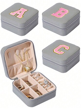 1 件旅行珠宝盒收纳盒，适合女孩和女士的小型珠宝盒支架，无镜子小型珠宝收纳盒，带多个网格（不含珠宝），适用于学校化妆包返校用品化妆品收纳学校用品包收纳盒房间用品