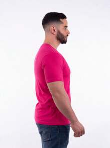 Men's Slim Casual T-Shirt Various Colors Cotton Thread 30.1 Offer - 玫紅色 - 查看 8