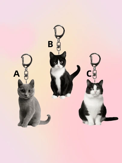 1pc Acrylic Cute Cat Keychain: Funny Blue Cat, Cow Cat Cute Charm, Can Be Used As A Gift For Bag, Jewelry Lovers, Ideal For Boyfriends, Girlfriends, Family Members, Party Favors, Animal Themed Cell Phone Decorations And More. Car Accessories Bag Charm School Animal Goth Y2k