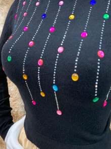 LONG SLEEVE MODAL BLOUSE WITH COLORED EDGES - màu đen - Xem 2