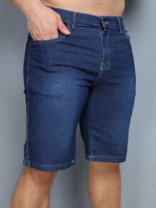 Men Denim Shorts - Rửa tối - Xem 3