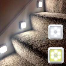 1 peça/3 peças Luz Noturna LED com Sensor de Movimento Automático, Luminária de Parede Sem Fio, Operada por Bateria, Economia de Energia, Para Escadas, Armários, Banheiro, Degraus, Quarto, Corredor, Decoração Interna