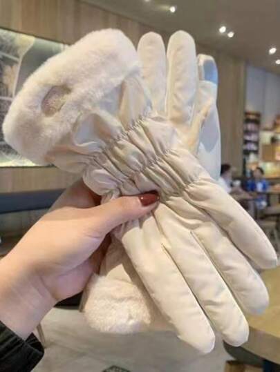 1pair Women's Thermal Lined Gloves, Windproof And Insulated, Soft And Comfortable For Winter Outdoor