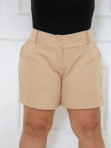 SHORT ALFAITARIA PLUS SIZE WOMEN'S FASHION - Beige - View 2