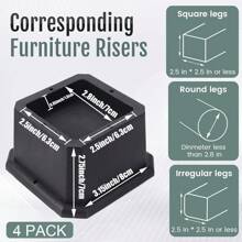 Furniture Risers Bed Risers Heavy Duty Adjustable Dorm Bed Lifts Risers Table Desk Chair Leg Extenders Black