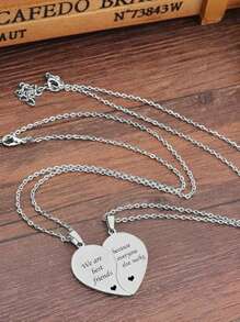 suteyi BFF Necklace, Suitable For Two Sisters, Heart Shape Matching Necklace, Best Friend Pendant, Friendship Necklace, 2-Piece Birthday Gift Set - one-size - View 4