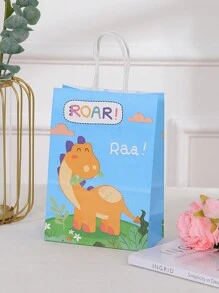 8pcs/Set 21*15*8CM Dinosaur Theme Gift Bags, Roaring Dinosaur Birthday Candy Packaging Bags, Suitable For Jungle Party Decorations - Multicolor - View 8