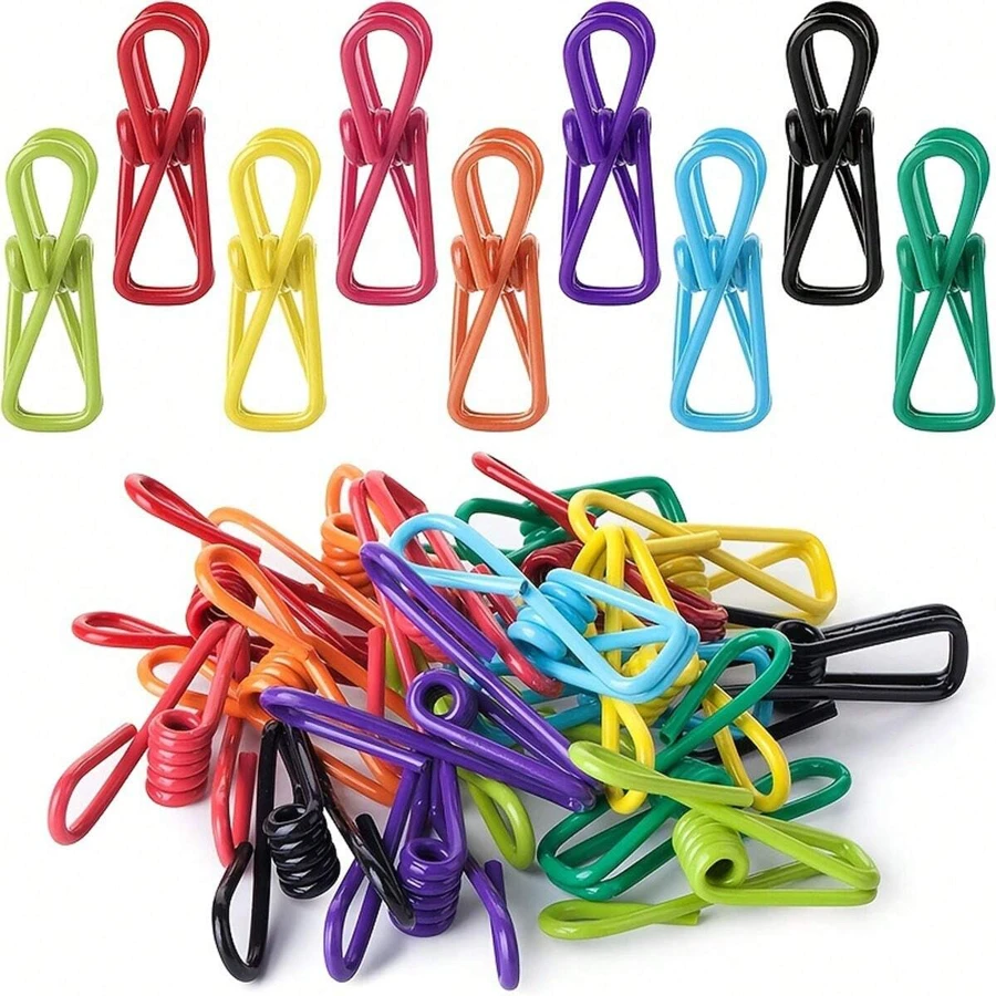 5pcs/10pcs/1pc Set Coated Steel Clips, Kitchen, Camping, Picnic & BBQ Sealing Clips, Chip Clips, Kitchen Accessories - Multicolor - View 1