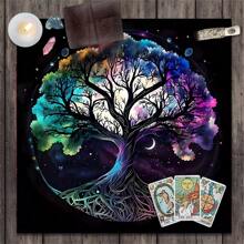 1 Peça Pano de Altar com Símbolos de Energia Espiritual, Pano Preto de Oráculo Astrológico Pagão e Bruxaria para Tarot, Suprimentos de Bruxa, Tapete de Jogo, Pano de Tarot - Multicolorido - Visão 2