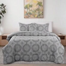 5-Piece Comforter Set – Lux Decor Collection – Lightweight Microfiber With Plush Texture – Opulent Design – All-Season Warmth – Elegant Bedding With Pillow Shams & Bed Skirt – Cozy Comforter, Elegant Bedding Set, Luxury Bedroom Essentials, Valentine's Day Romantic Bedroom, Spring Bedding Set, Complete Bed In A Bag, Matching Decor, Elegant Design, Luxury Look, Gift Set Idea, Guest Bedroom Ready, Modern Bedroom Style, Easy Bedroom Refresh, All-Inclusive Bedding, Daily Living, Home Comfort, Family Choice - Màu xám Aztec - Xem 3