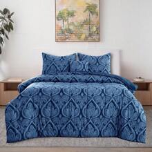 5-Piece Comforter Set – Lux Decor Collection – Lightweight Microfiber With Plush Texture – Opulent Design – All-Season Warmth – Elegant Bedding With Pillow Shams & Bed Skirt – Cozy Comforter, Elegant Bedding Set, Luxury Bedroom Essentials, Valentine's Day Romantic Bedroom, Spring Bedding Set, Complete Bed In A Bag, Matching Decor, Elegant Design, Luxury Look, Gift Set Idea, Guest Bedroom Ready, Modern Bedroom Style, Easy Bedroom Refresh, All-Inclusive Bedding, Daily Living, Home Comfort, Family Choice - 佩斯利海軍藍 - 查看 3