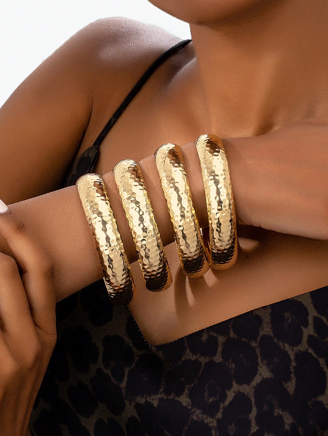 Gold bangle bracelet set