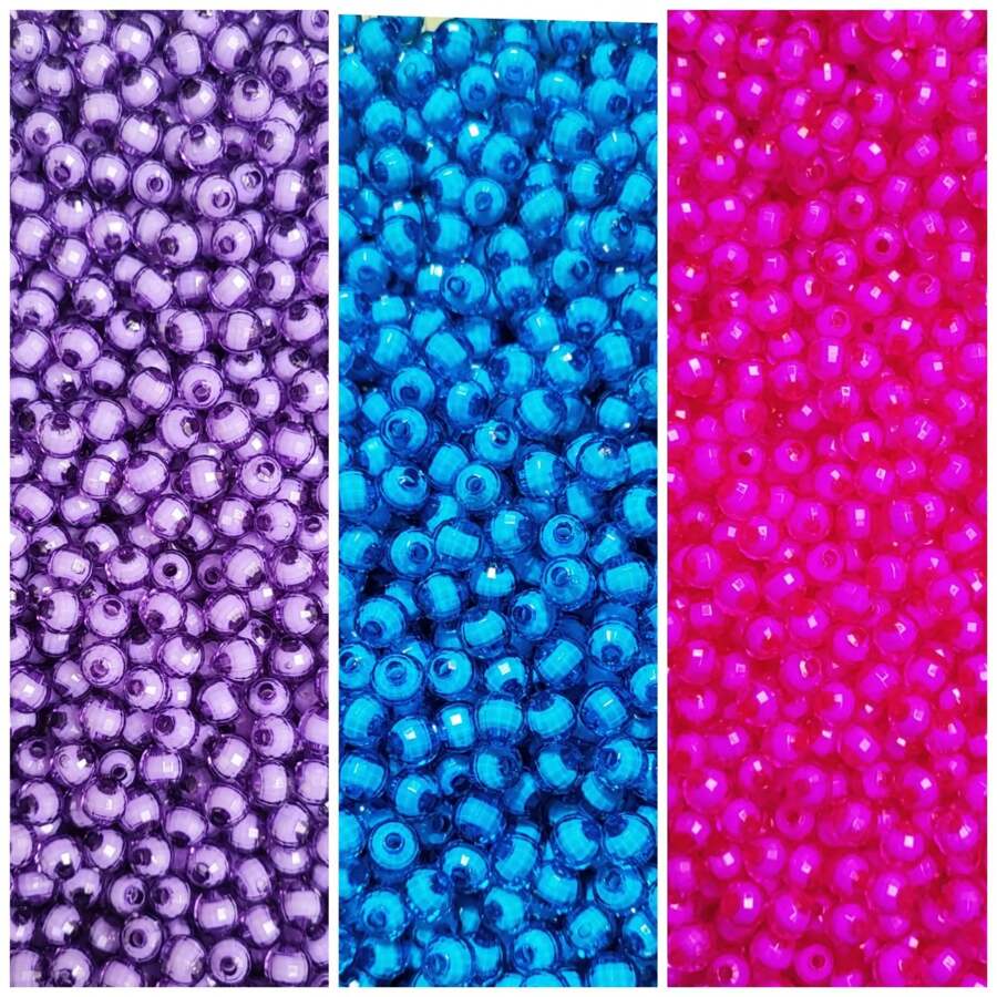 Kit 300 Pearl Beads 6mm Hexagonal Faceted 3 Colors Bracelet Jewelry - Dusty Purple - View 1