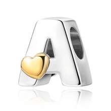 925 Silver Plated Heart Shaped Letter A-Z Pendant Charm, Smooth Letter Necklace A-Z Provides Multiple Choices. Ideal For DIY Bracelet And Necklace. Gold Heart Initial Letter Bead Pendant, Great Jewelry Gift For Women.