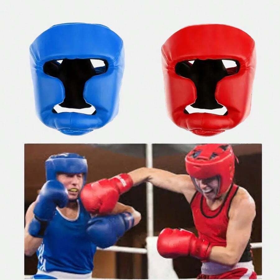 1pc Enclosed Style Training Combat Helmet For Martial Arts Fighting, Boxing Protective Gear - Multicolor - View 1