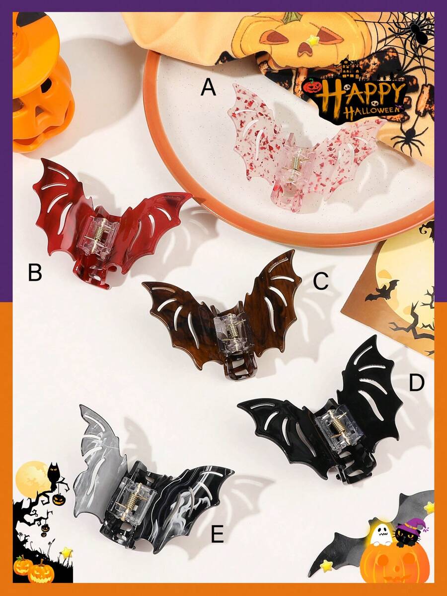 Lobaba 1 件万圣节性感蝙蝠爪镂空暗黑哥特卡通风格发夹装饰秋冬爪夹发饰女士度假装女士 - 彩色 - 查看 1