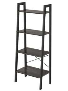 VASAGLE Ladder Shelf, 4-Tier Bookshelf, Storage Rack, Bookcase With Steel Frame, For Living Room, Home Office, Kitchen, Bedroom, Industrial Style - Black - View 2