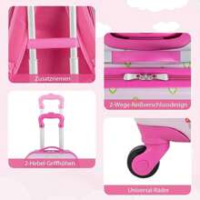 Children's Suitcase With Backpack, Kids Trolley, Children's Luggage With Wheels, Travel Suitcase With Telescopic Handle, Hard-Shell Suitcase For Children, Children's Trolley Color Selection (Pink Owl, 12"+16")