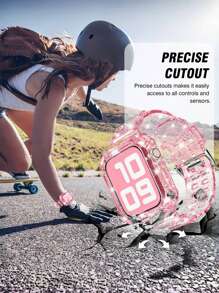 2 Packs Glitter Clear Bling Crystal Band With Bumper Case Compatible With Apple Watch 38/40/41/42/44/45/46/49mm, Jelly Sports Protective Replacement Wristband Strap Compatible With IWatch 10/9/8/7/6/5/4/3/2/1/SE Women Man