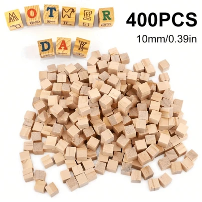 400 piezas 200 piezas 100 piezas 50 piezas Pequeños cubos de madera de 1 X 1 X 1 cm (0,4 X 0,4 X 0,4 pulgadas) - Bloques de madera de pino natural sin terminar - Cubos educativos para manualidades, sellos, arte y artesanía, rompecabezas, números