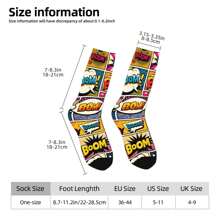 1 par de calcetines de compresión tipo comic book vintage y estampado 'bang' estilo hip hop, locos, unisex, con estampado divertido y novedad, para regalo de chicos Harajuku