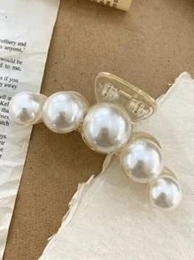 仿珍珠发夹，发夹强力定型发夹，大发夹防滑生日礼物发饰，适合妈妈、女士、女儿、女朋友（4 件/1 件），学校用品，大学秋冬度假装女士 - 白色 - 查看 10