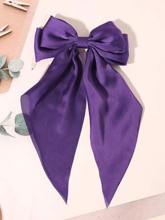 1 pieza Diadema con lazo, Pinza de pelo grande con lazo para niña, Accesorio para la cola de caballo, Pinza de pelo grande (Morado)