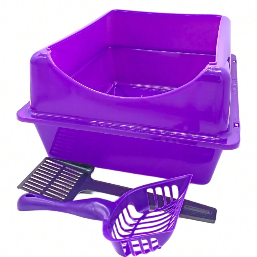 Arenero Grande Para Gato Con Extensión + Palitas - Morado - Ver 1