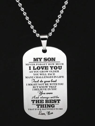 1條獨特不銹鋼銀色吊墜項鍊,母子情深禮物,媽媽送給兒子