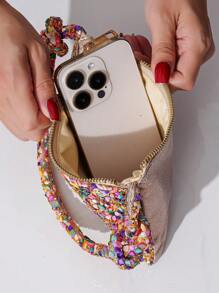 Women's New Multi-Color Rhinestone Evening Bag, Soft Handbag, Portable Zipper Small Square Bag, Clutch Bag For Parties, Delicate Craftsmanship, Fashion Handbag - Multicolor - View 8