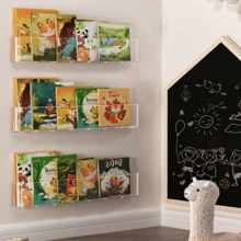 1pc Acrylic Wall Mounted Magazine Rack, Colorful Display Stand, No-Drill - White - View 9