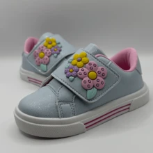 Casual Children's Sneakers For School And Outings Super Comfortable With Flower Detail And Easy Adjustment For Girls - Màu xanh nhạt - Xem 1