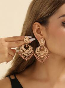 EVBEA 1 对夸张波西米亚风格珠子和流苏耳环，适合女性日常佩戴 - 彩色 - 查看 2