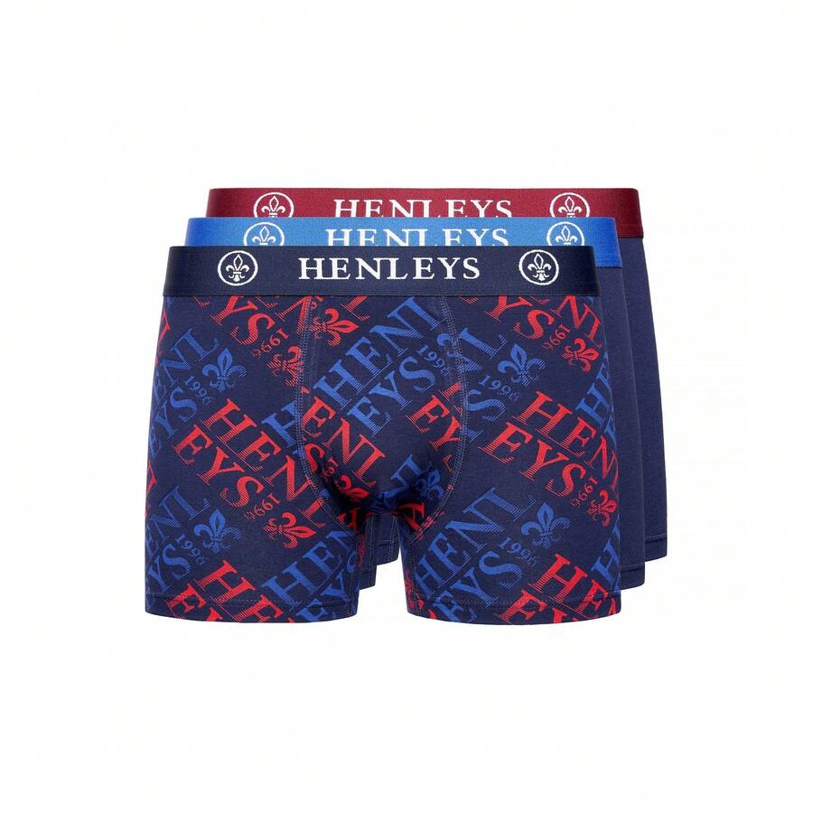 Henleys Mens Rutlers Assorted Designs Boxer Shorts (Pack Of 3) (Multicoloured) - Multicolor - View 1