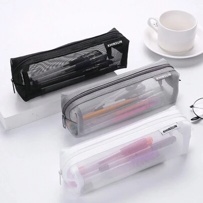 1 chiếc túi đựng bút lưới trong suốt có thể nhìn thấy dung lượng lớn đơn giản, văn phòng phẩm học tập làm quà tặng nhỏ, bút ký thi của học sinh, bút trung tính và các đồ dùng học tập văn phòng khác hộp đựng bút chì, túi đựng đồ dùng học tập nhỏ gọn nhẹ đa năng, trở lại trường, túi đựng bút chì, cặp đi học