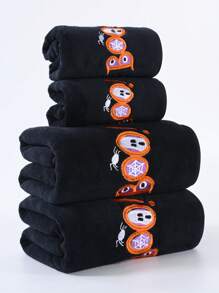 2pcs/1pc Coral Fleece Fairy Tale Black Evil Pumpkin Bathroom Decorative Towel, Soft Absorbent Non-Shedding Unisex Beach/Bath Towel, Large Size For Home, Outdoor, Swimming Pool, Nap Blanket Shower Towels For Beaty Salon, Hotel Sports,Home Essentials, Towel, Skin Care Bath Towel Sheet