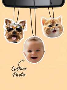 1pc Custom Face Double-Sided Car Air Freshener - Custom Photo Freshener 14 Scents, Customizable Car Decor - Personalized Freshener - Perfect Gift For Him, Her, Friends, Family, And Loved Ones - Great For Cars, Wardrobes, Bathrooms, Bedroom, Shoebox, And Hanging Ornaments - Lovely Gift, Funny Gift, Ideal For Birthdays, Anniversaries, Driving Test Pass, First Car, Valentine's Day, Mother's Day, Father's Day