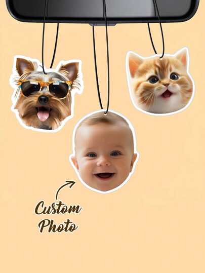 1pc Custom Face Double-Sided Car Air Freshener - Custom Photo Freshener 14 Scents, Customizable Car Decor - Personalized Freshener - Perfect Gift For Him, Her, Friends, Family, And Loved Ones - Great For Cars, Wardrobes, Bathrooms, Bedroom, Shoebox, And Hanging Ornaments - Lovely Gift, Funny Gift, Ideal For Birthdays, Anniversaries, Driving Test Pass, First Car, Valentine's Day, Mother's Day, Father's Day