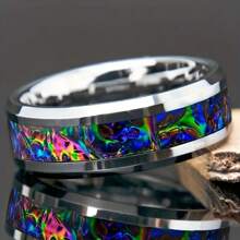 Men's 8mm Stainless Steel Wedding Engagement Ring | Unique Gift | Colorful Promise Ring For Comfortable Fit, Fashionable And Versatile