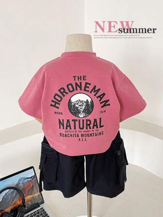 男童新款字母印花短袖T恤