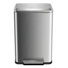 Stainless Steel 50 Liter / 13 Gallon Trash Can, Rectangular Steel Pedal Recycle Bin With Lid And Inner Buckets, Rectangular Hands-Free Kitchen Garbage Can - Bạc - Xem 1