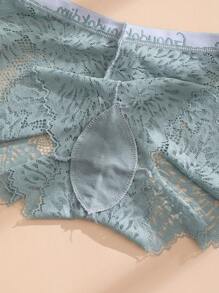 6 Pcs Women Sexy Lace Boxer Shorts Letter Tape Seamless Panties, Comfortable And Breathable Underwear Lingerie
