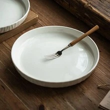 4pcs 8.1 Inch Thick White Ceramic Plates, Nordic Style Dinner Plates, Pasta Dishes - Multicolor - View 6