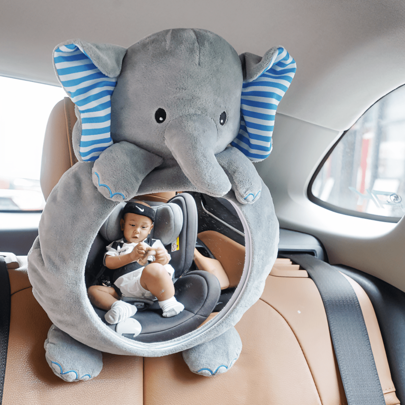 1pc Acrylic Cartoon Elephant & Fox Baby Car Seat Mirror Rearview Mirror Doll (Non-Glass Mirror)