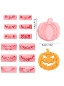 1pc Halloween Cookie Cutter Cake Mold Baking Decorating Stamp 3D Pumpkin Shape Mold Halloween Halloween Decor Halloween Decorations Halloween Home Halloween Party Halloween Party - Pink - View 2