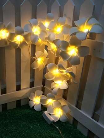 一片式夏威夷风格鸡蛋花 LED 灯串，适用于季节性装饰、婚礼派对现场装饰、房间装饰灯、家居装饰、房间装饰、墙壁装饰