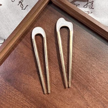 2pcs Minimalist Retro Style Alloy Drip Oil Hairpin U-Shaped Bun Hair Hairpin Ins Minimalist Coiled Hair Hairpin Hair Clips Hair Claws Hair Slide Hair Barrettes, School Stuff, Hair Accessories - White - View 4