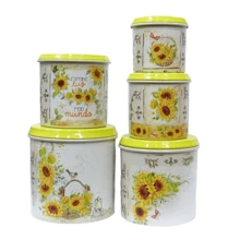 Aluminum Grocery Cans Set 5 Pieces Sunflower Food Storage And Organization - Màu be - Xem 2
