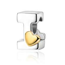 925 Silver Plated Heart Shaped Letter A-Z Pendant Charm, Smooth Letter Necklace A-Z Provides Multiple Choices. Ideal For DIY Bracelet And Necklace. Gold Heart Initial Letter Bead Pendant, Great Jewelry Gift For Women.