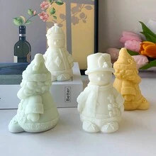 1 件雪人形硅胶蜡烛模具 DIY - 白色 - 查看 2